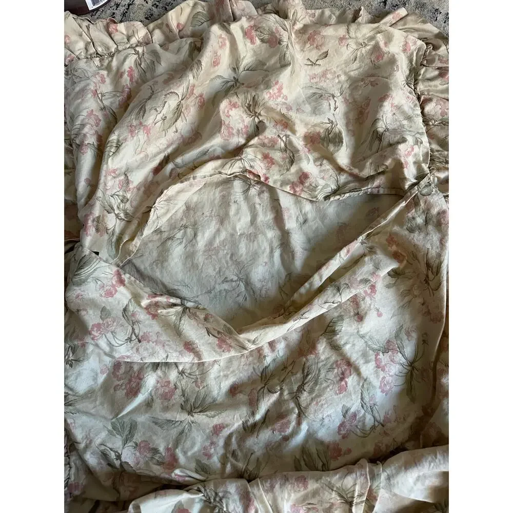 RALPH LAUREN Reine Floral Sateen king duvet cover+3 euro shams set 4 Ruffled